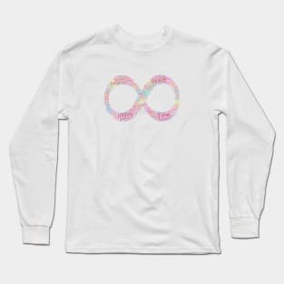 Infinity Symbol Silhouette Shape Text Word Cloud Long Sleeve T-Shirt